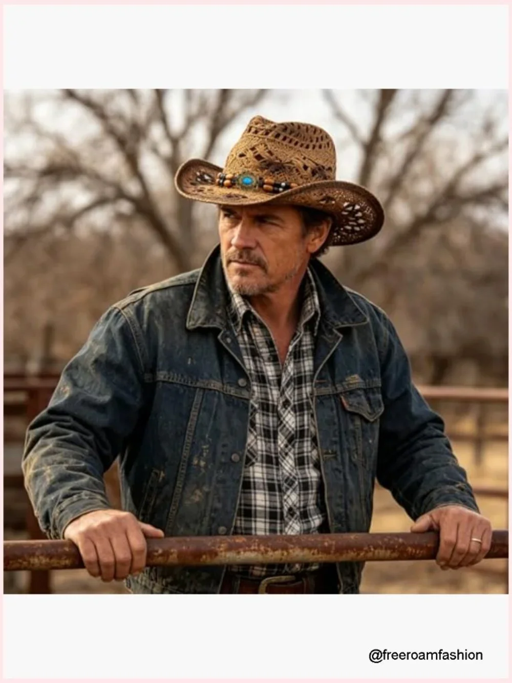 Woven Straw Cowboy Hat with Flexible Wire Brim for Summer Beach Festivals